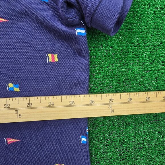 Club Room Polo Shirt Mens 2XL Blue Estate Performance Golf Preppy Flag Print AOP - Picture 3 of 7